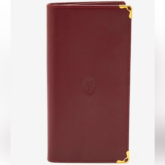 NEW Cartier brown and gold embellishment long bi-fold wallet